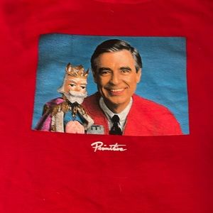 Hoodie. Red. Mr. Rogers with pictures. Women’s small.